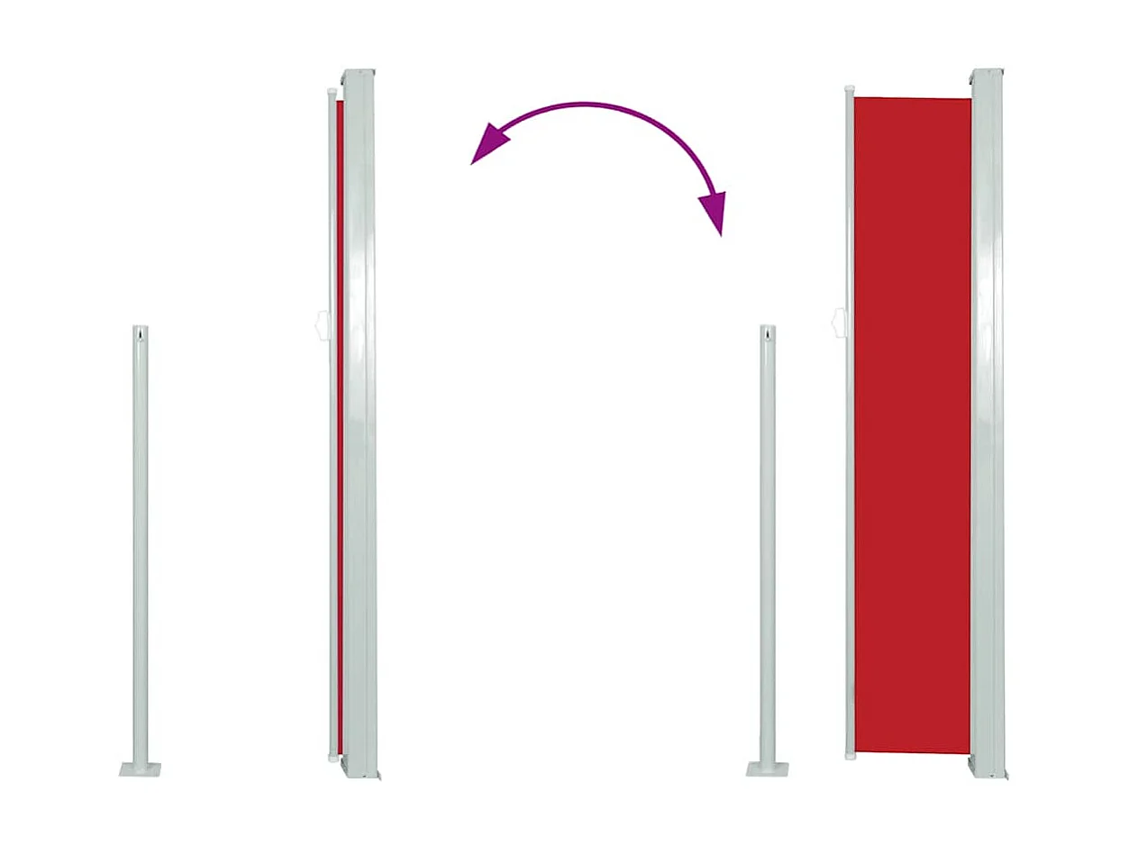 Auvent latéral rétractable 160 x 500 cm Rouge
