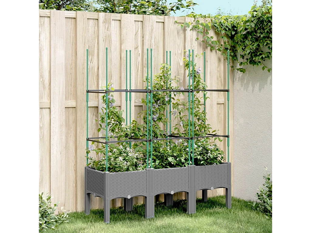 Jardinière avec treillis Gris clair 120x40x142,5 cm PP