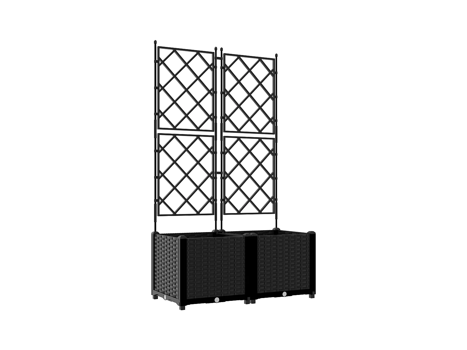 Fioriera da giardino con traliccio 2 pezzi Nero 80x40x143 cm