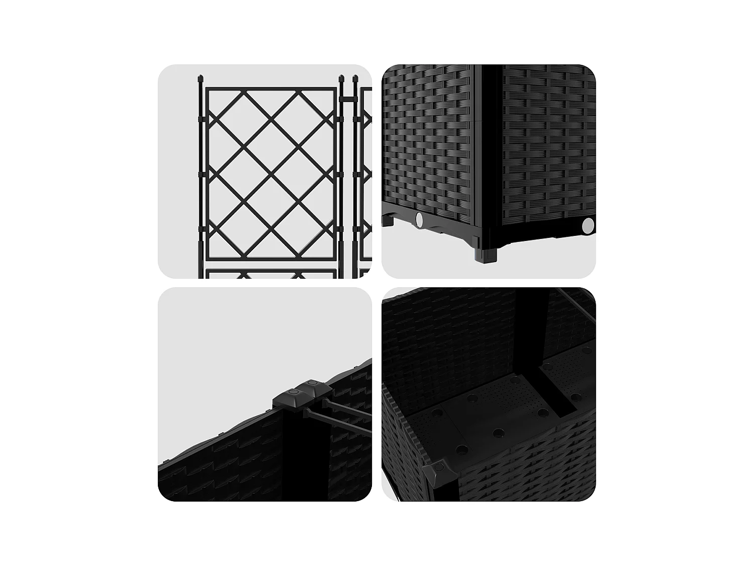 Fioriera da giardino con traliccio 2 pezzi Nero 80x40x143 cm