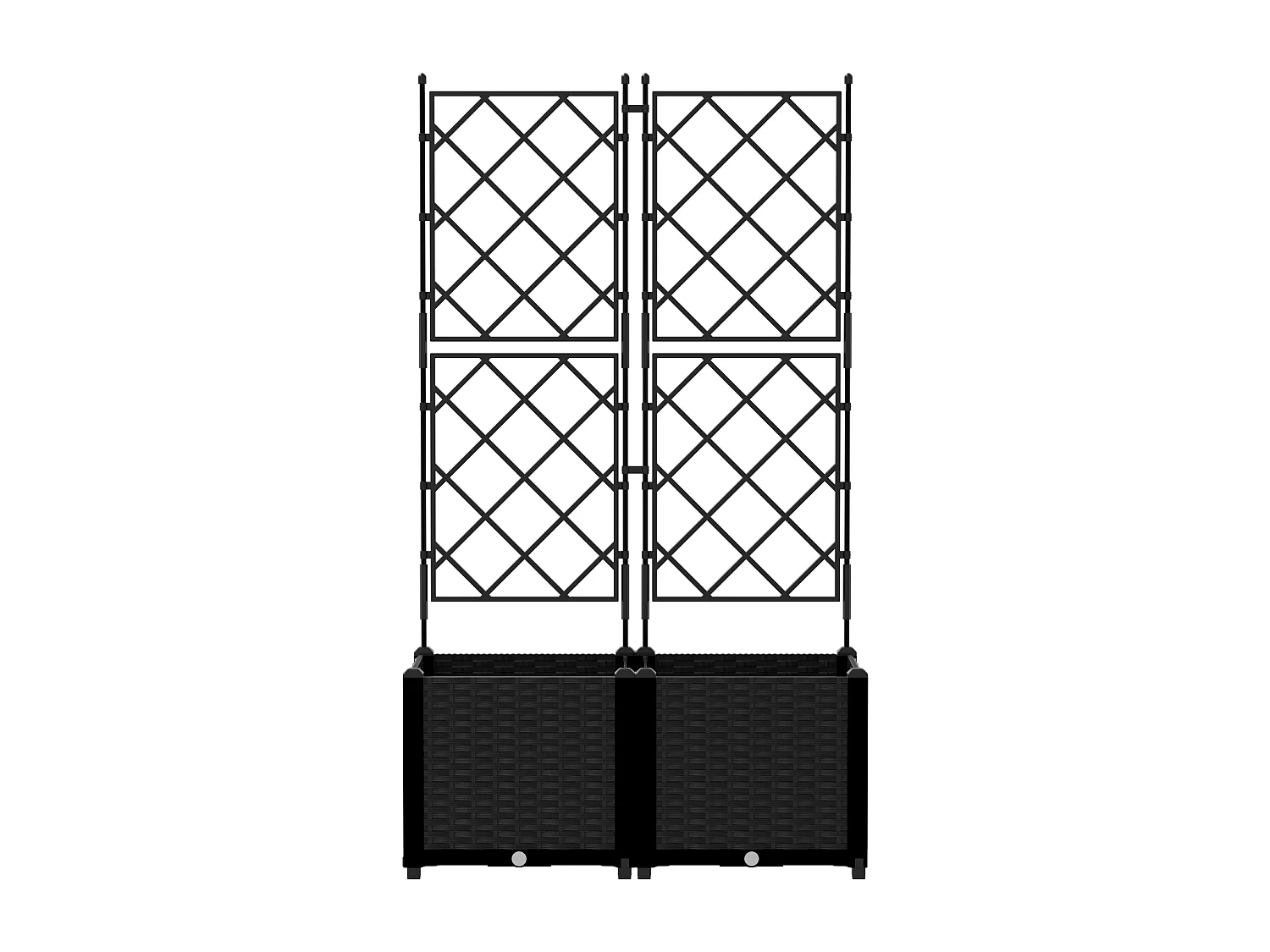 Jardinière de jardin avec treillis 2 pcs Noire 80x40x143 cm