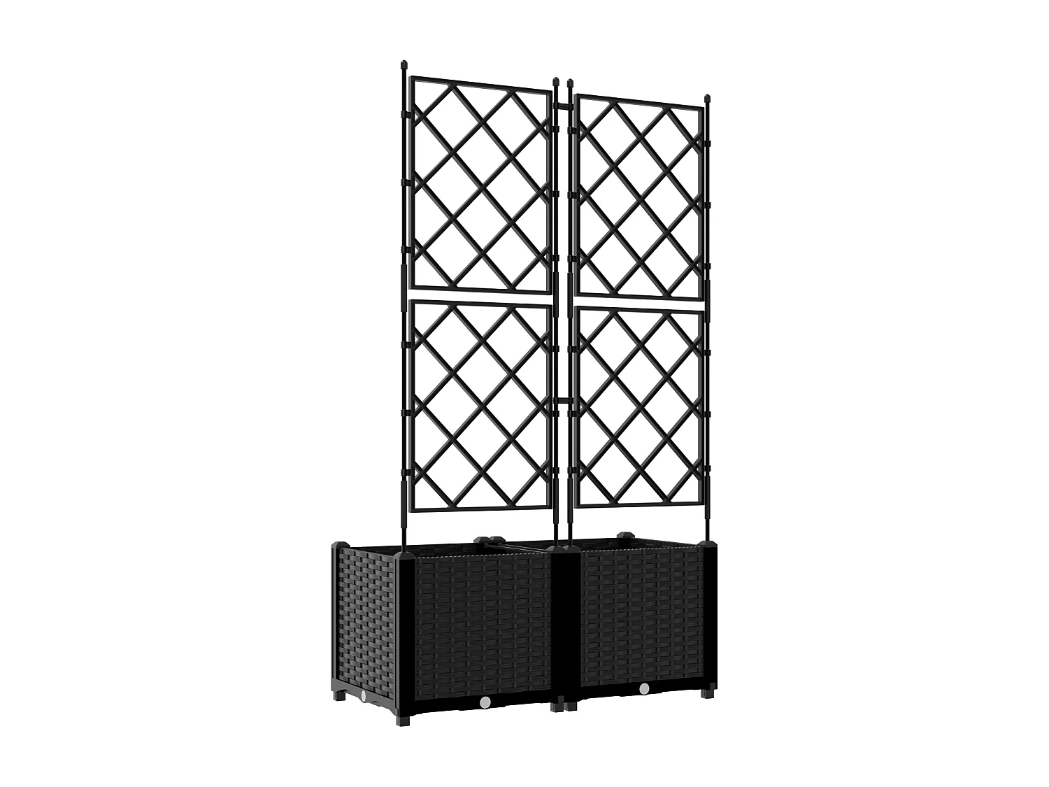 Jardinière de jardin avec treillis 2 pcs Noire 80x40x143 cm