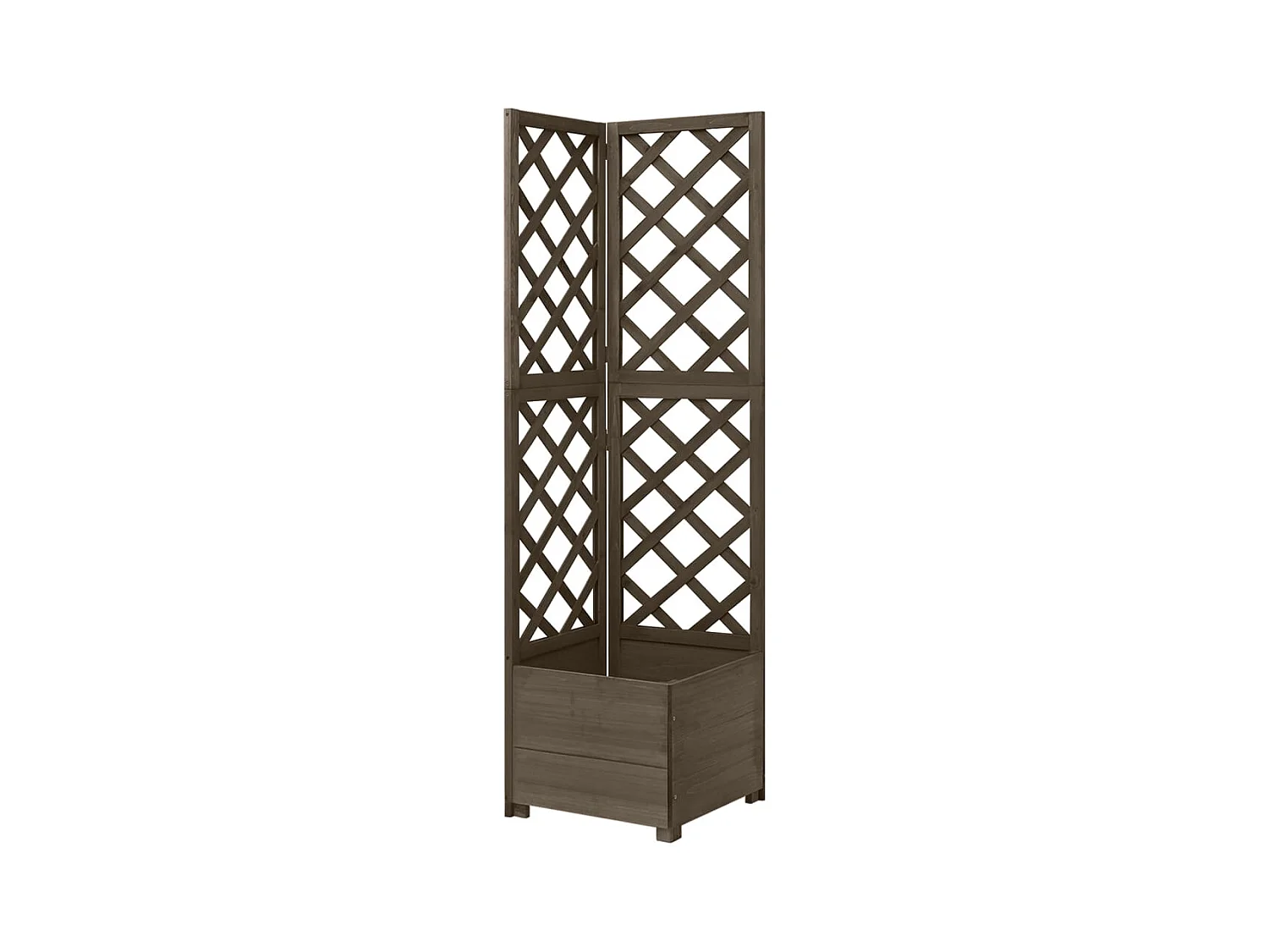 Jardinière d'angle en treillis Gris 40x40x150 cm Bois de sapin