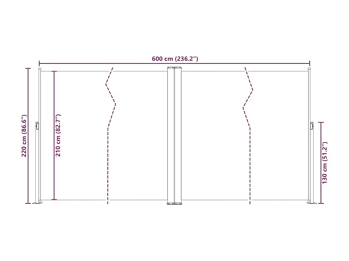 Tenda da sole laterale retrattile Antracite 220x600 cm