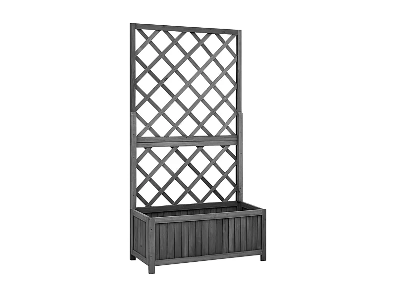 Jardinera enrejada negra de madera de abeto 70x30x135 cm