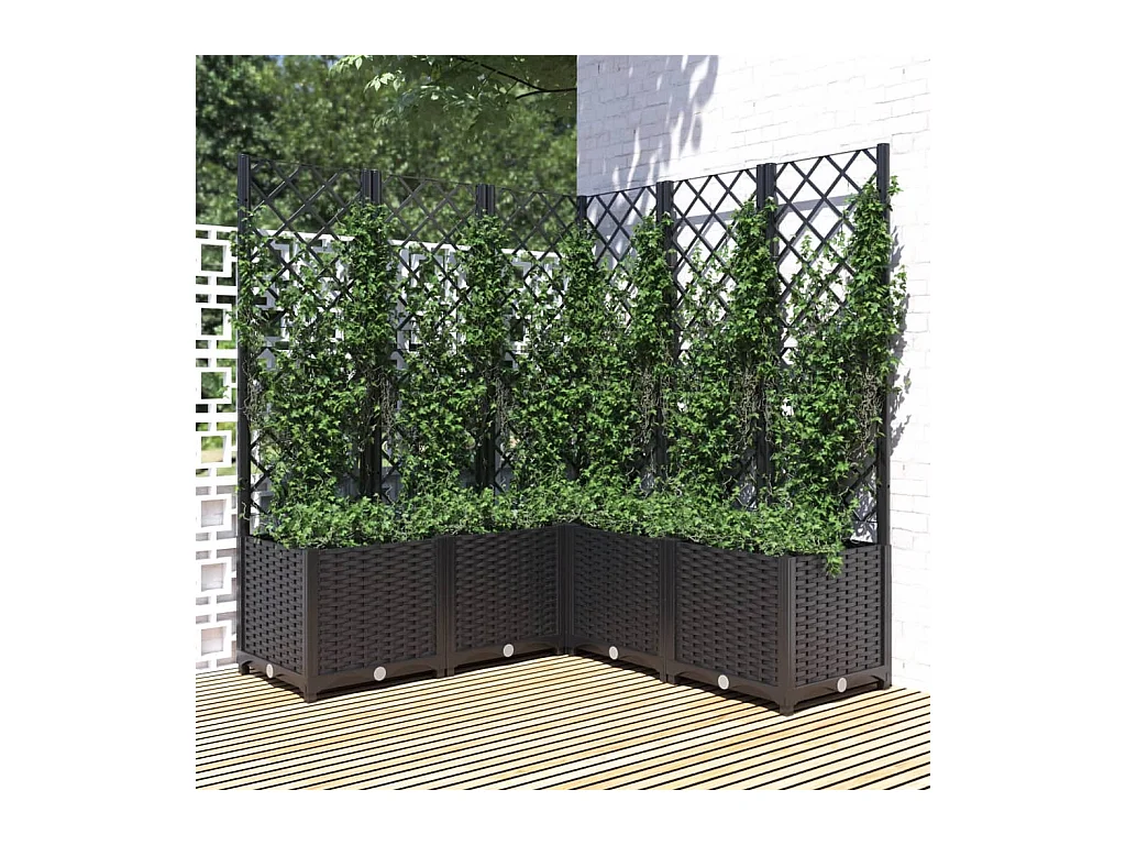 Jardinière avec treillis Noir 120x120x136 cm PP