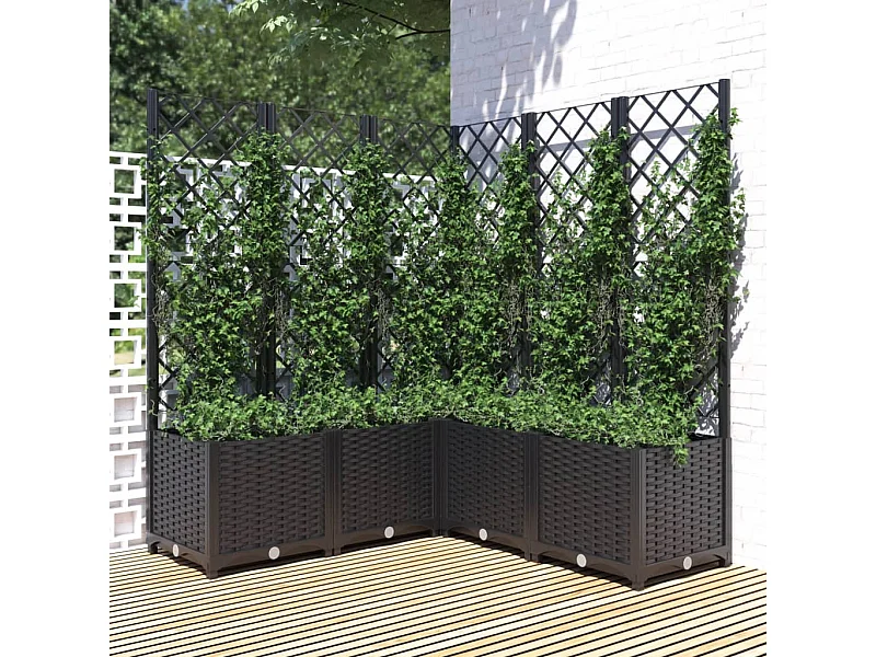 Jardinière avec treillis Noir 120x120x136 cm PP