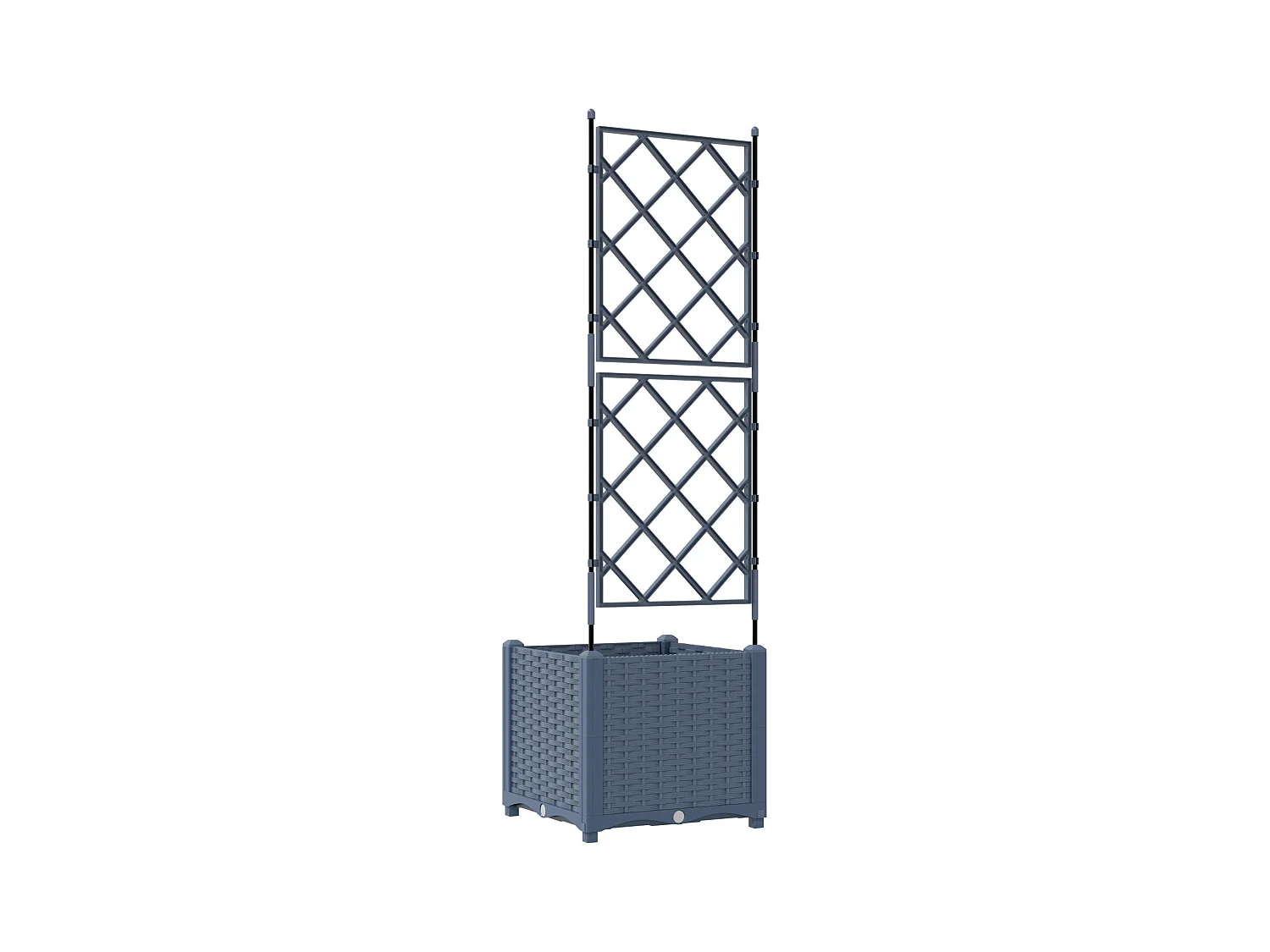 Tuinbak met grijs trellis 40x40x143 cm