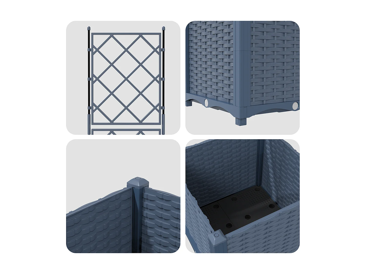 Jardinière de jardin avec treillis gris 40x40x143 cm