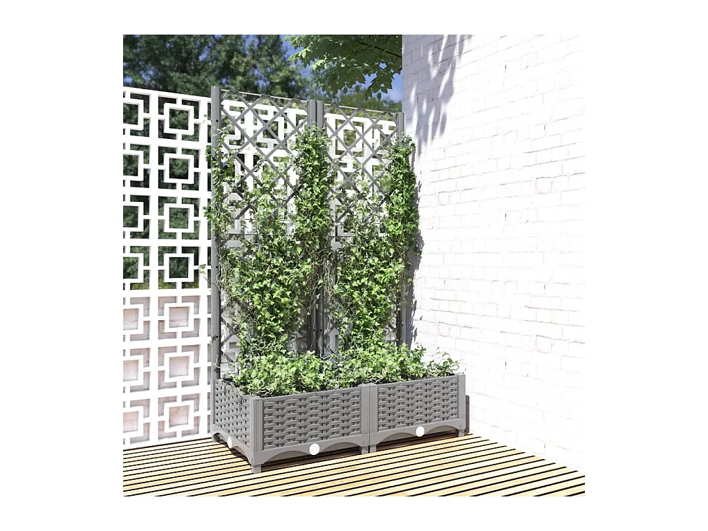 Jardinera con enrejado Gris claro 80x40x121,5 cm PP