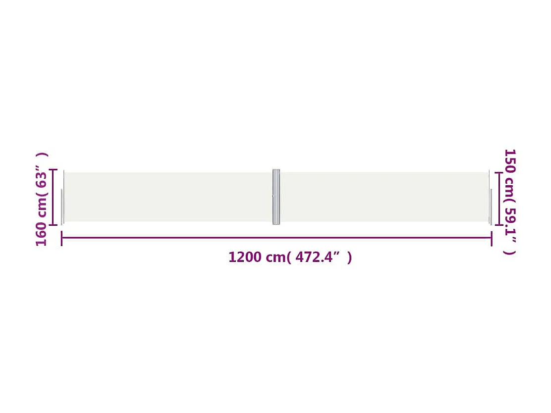 Auvent latéral rétractable Crème 160x1200 cm