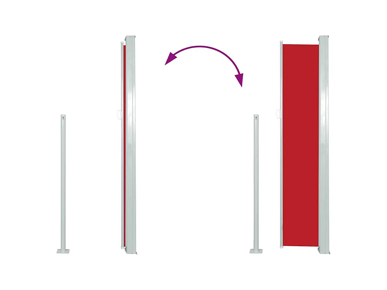 Uitschuifbaar zijluifel 120 x 300 cm Rood