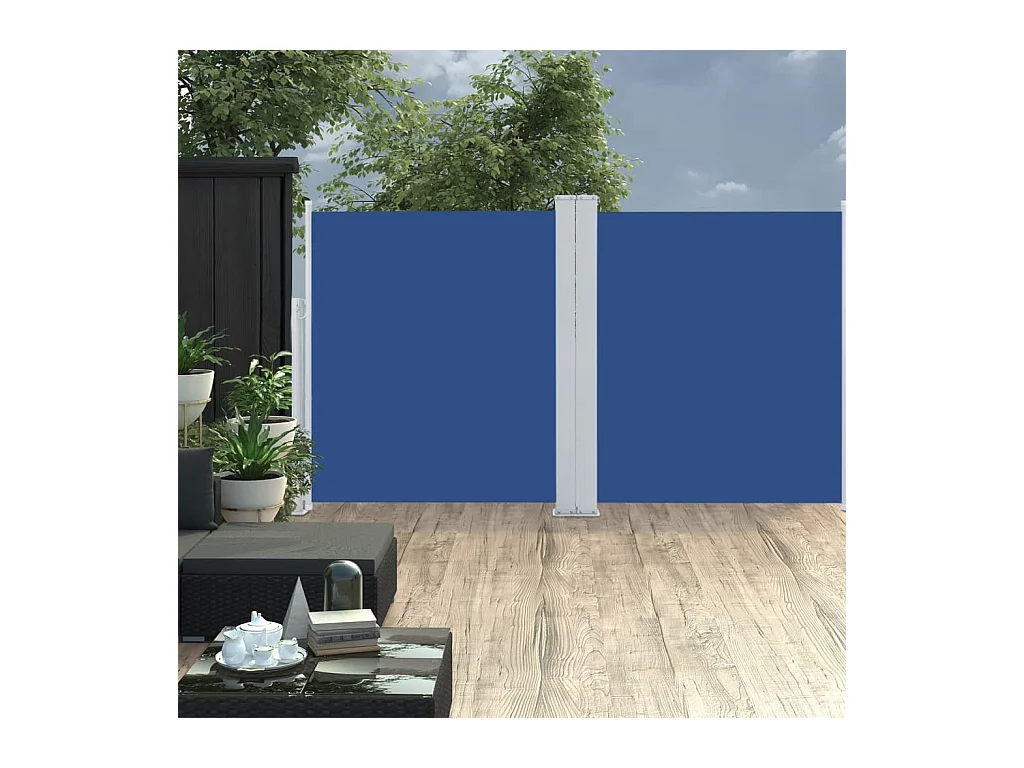 Auvent latéral rétractable Bleu 140x600 cm