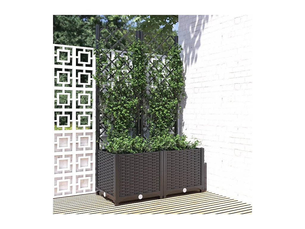 Plantenbak met trellis Zwart 80x40x136 cm PP
