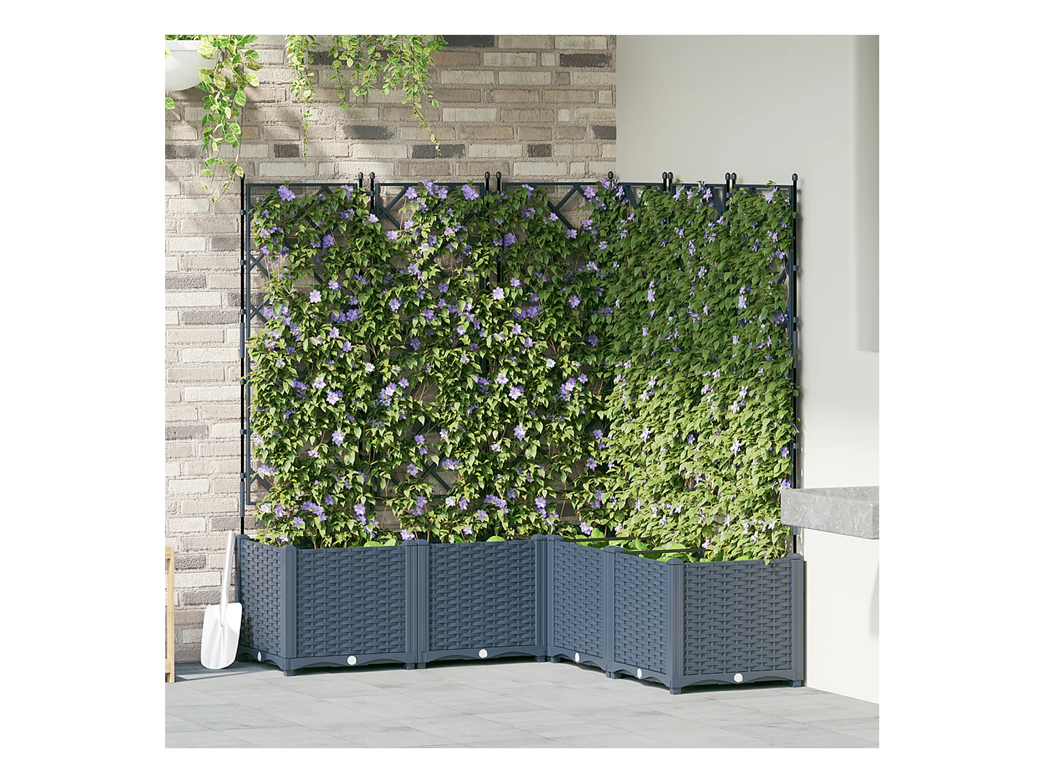 Plantenbak met trellis 5 stuks grijs 120x120x143 cm