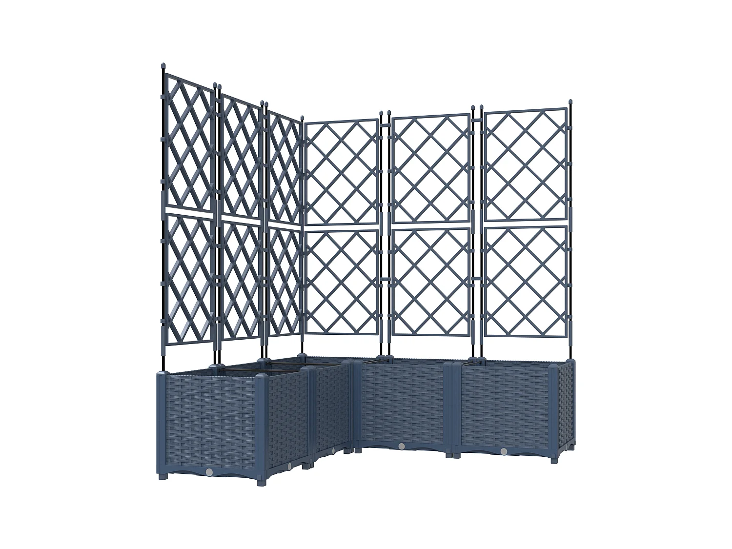 Plantenbak met trellis 5 stuks grijs 120x120x143 cm
