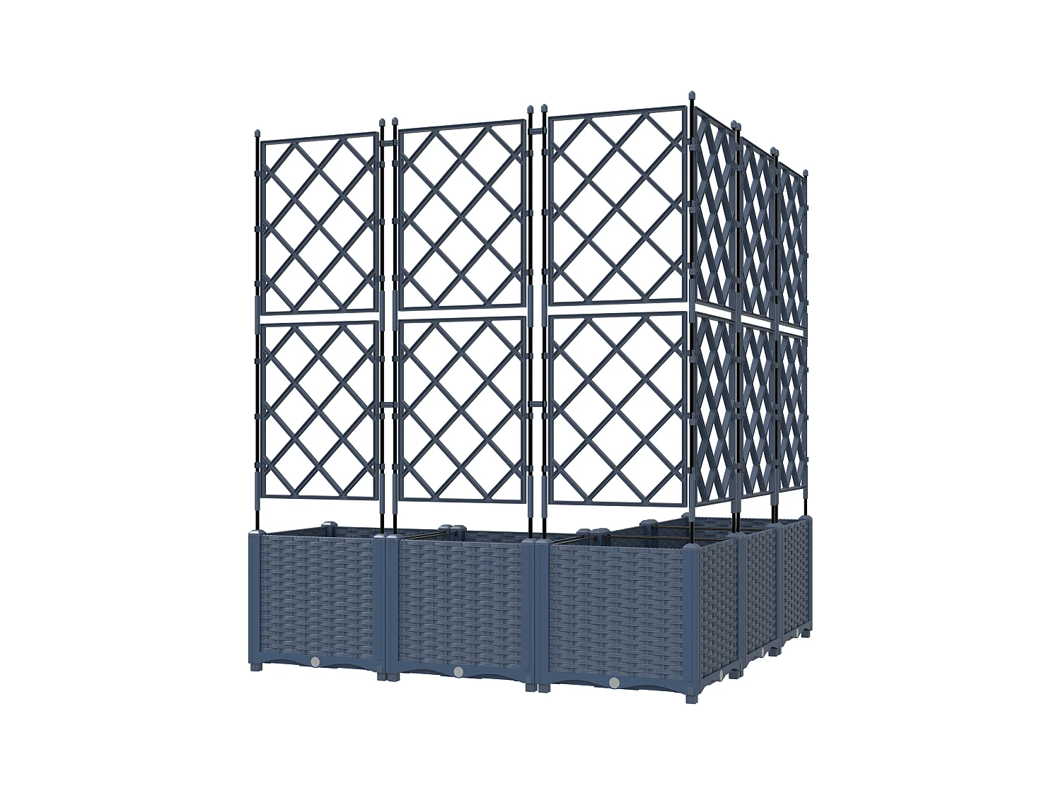 Plantenbak met trellis 5 stuks grijs 120x120x143 cm