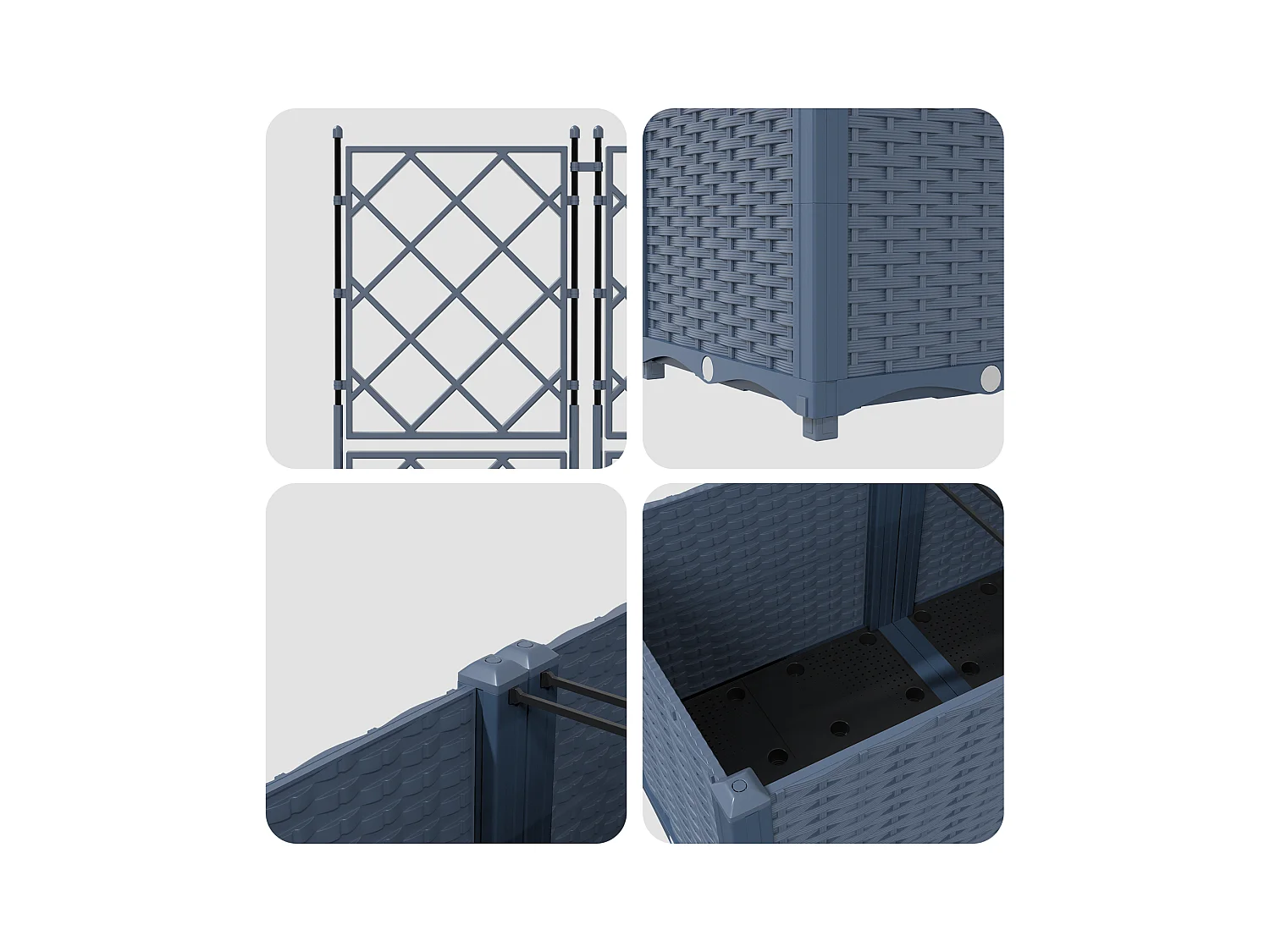 Plantenbak met trellis 5 stuks grijs 120x120x143 cm