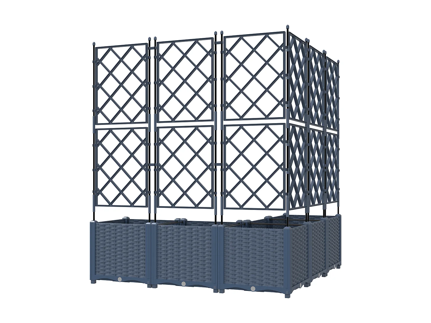 Jardinière avec Treillis 5 pcs Gris 120x120x143 cm