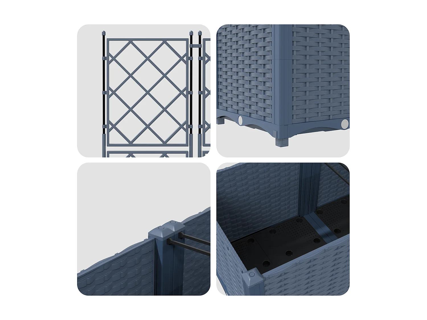 Jardinière avec Treillis 5 pcs Gris 120x120x143 cm