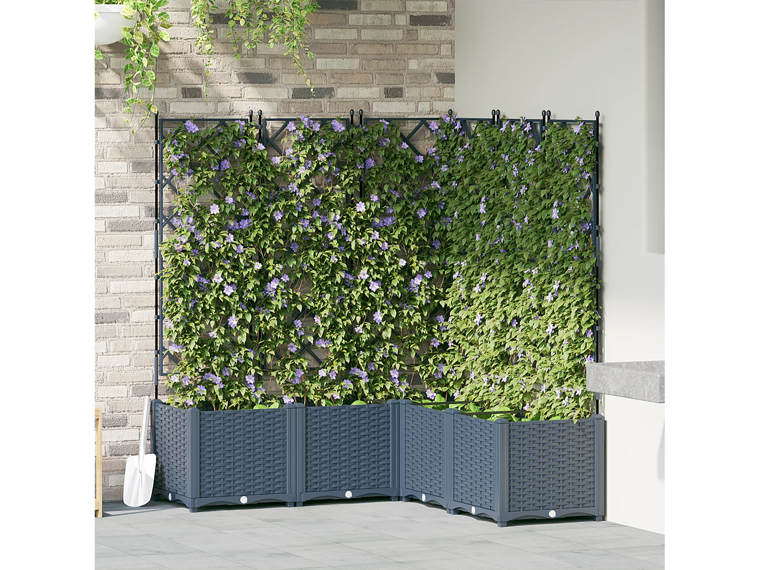 Plantenbak met trellis 5 stuks grijs 120x120x143 cm