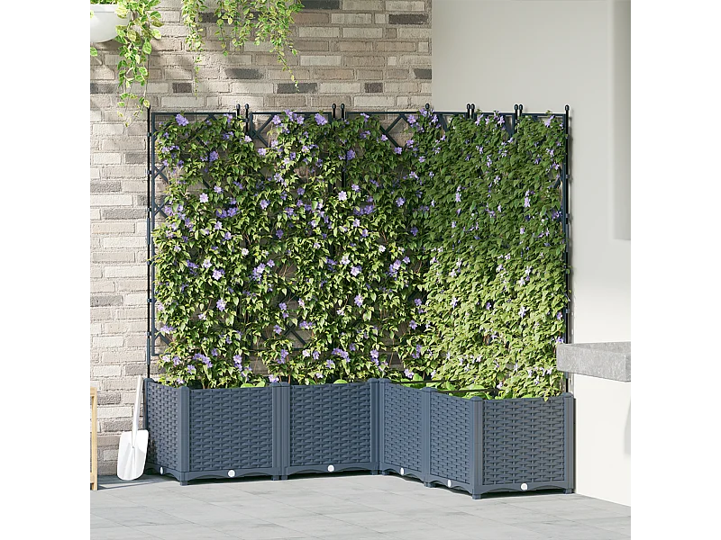 Plantenbak met trellis 5 stuks grijs 120x120x143 cm