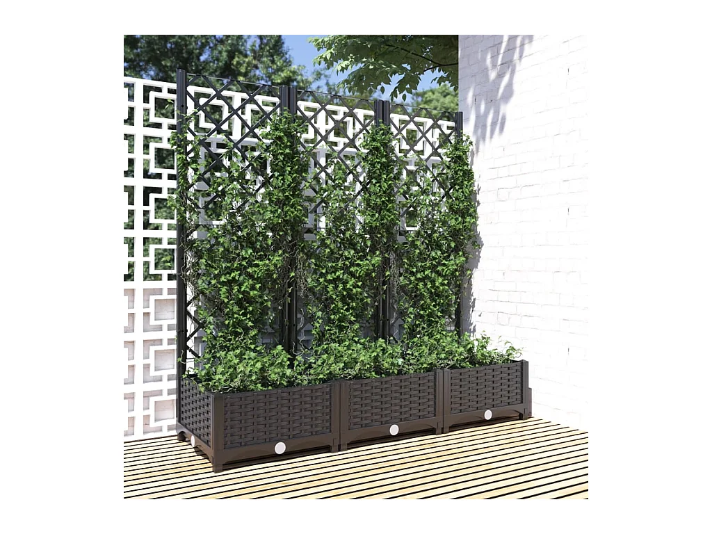 Jardinière avec treillis Noir 120x40x121,5 cm PP