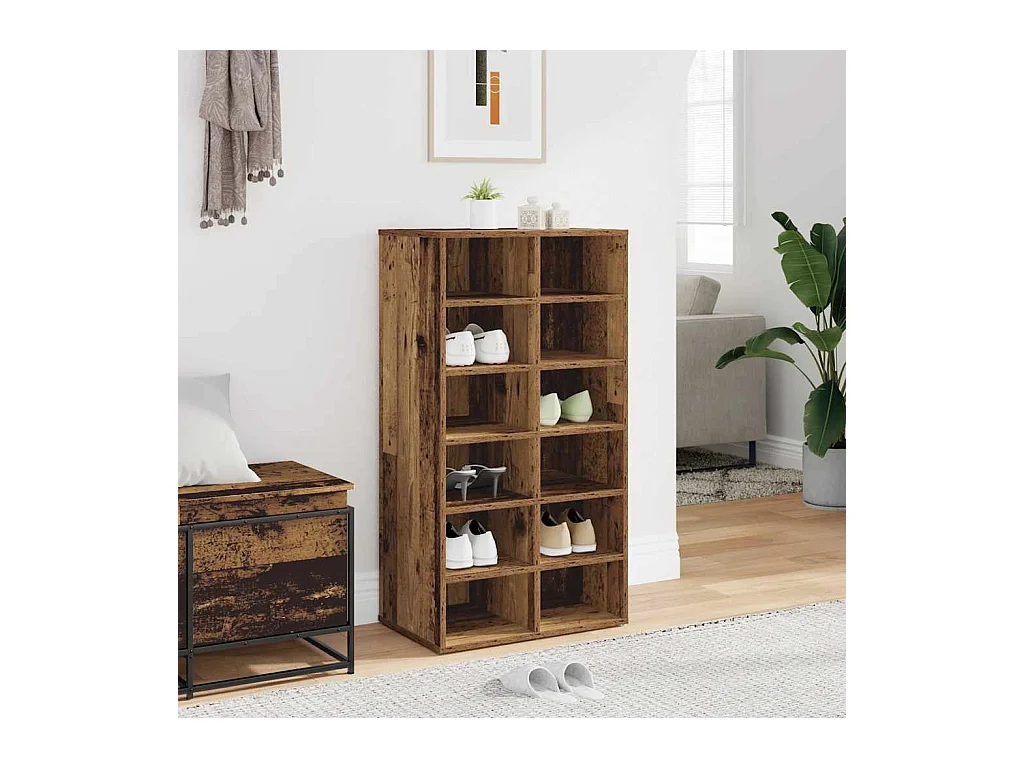 Étagère à chaussures vieux bois 54x34x100,5cm bois d'ingénierie