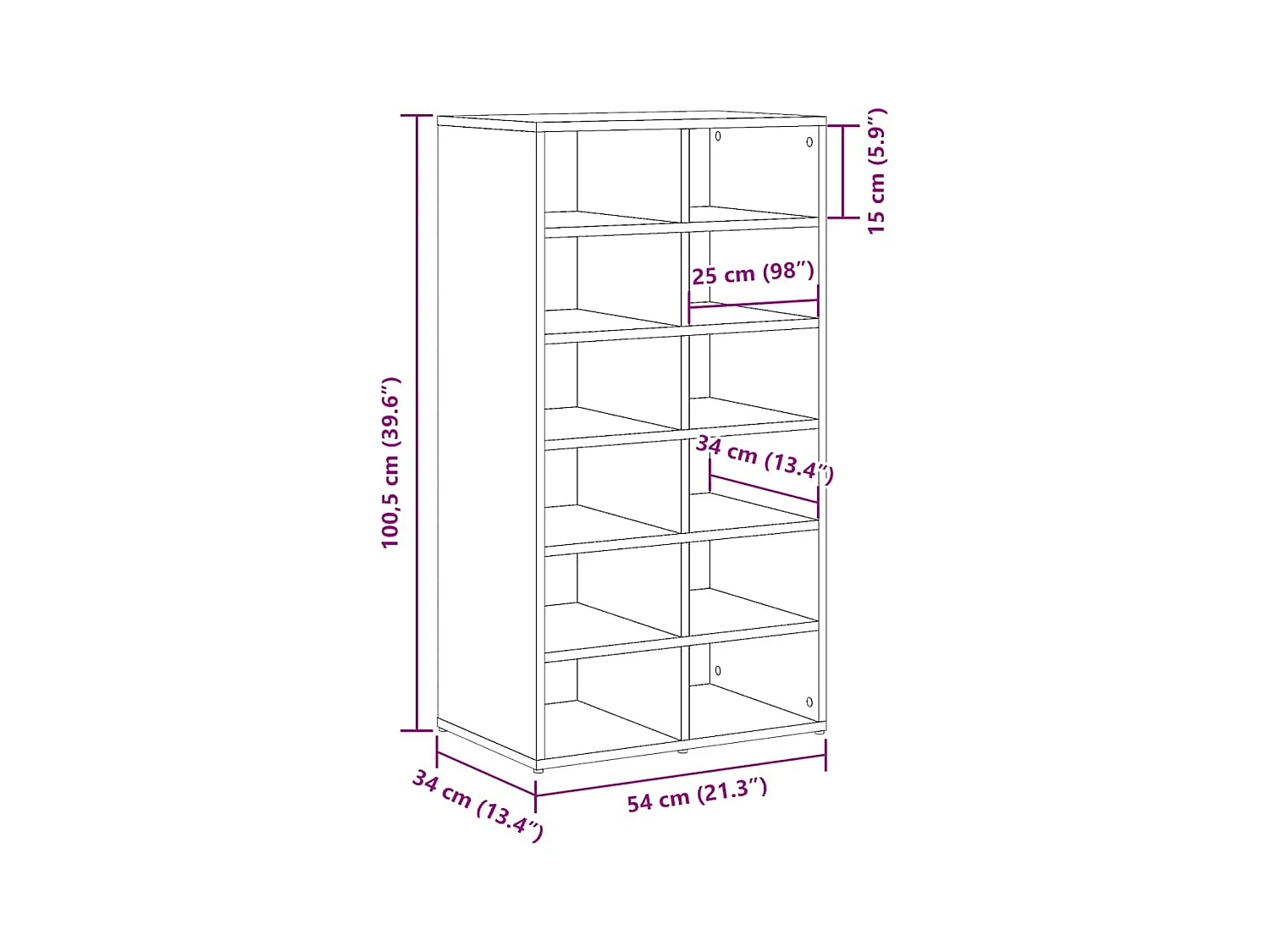 Étagère à chaussures vieux bois 54x34x100,5cm bois d'ingénierie