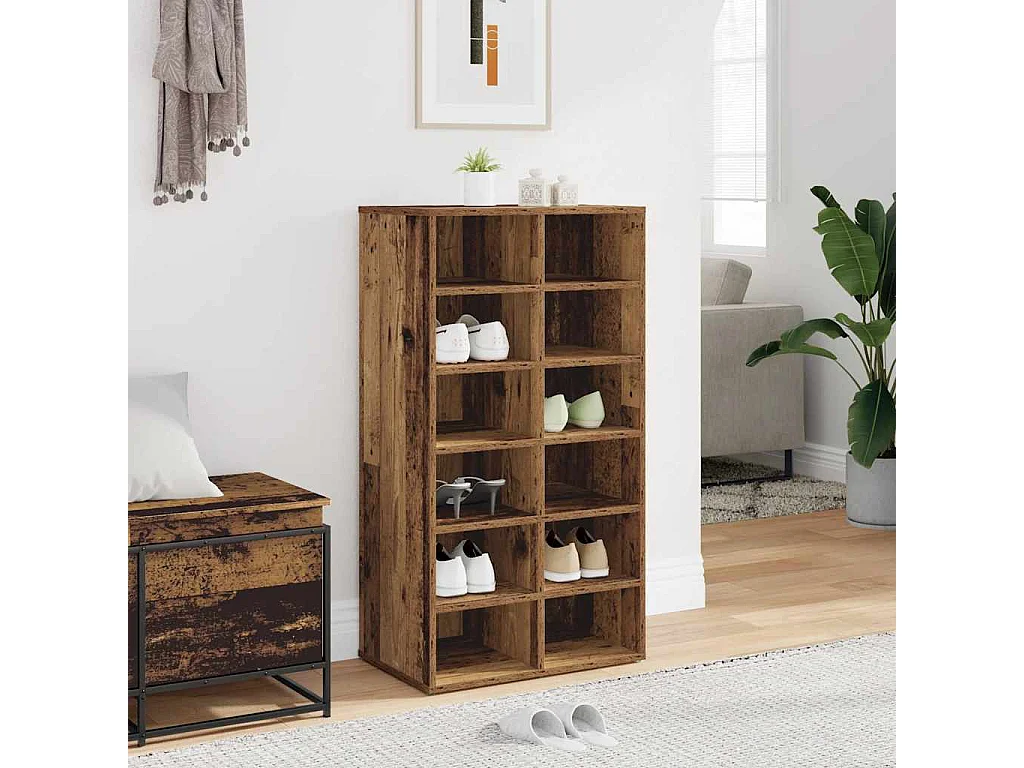 Étagère à chaussures vieux bois 54x34x100,5cm bois d'ingénierie