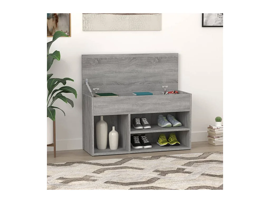 Banco zapatero Sonoma gris 80x30x45 cm Madera de ingeniería