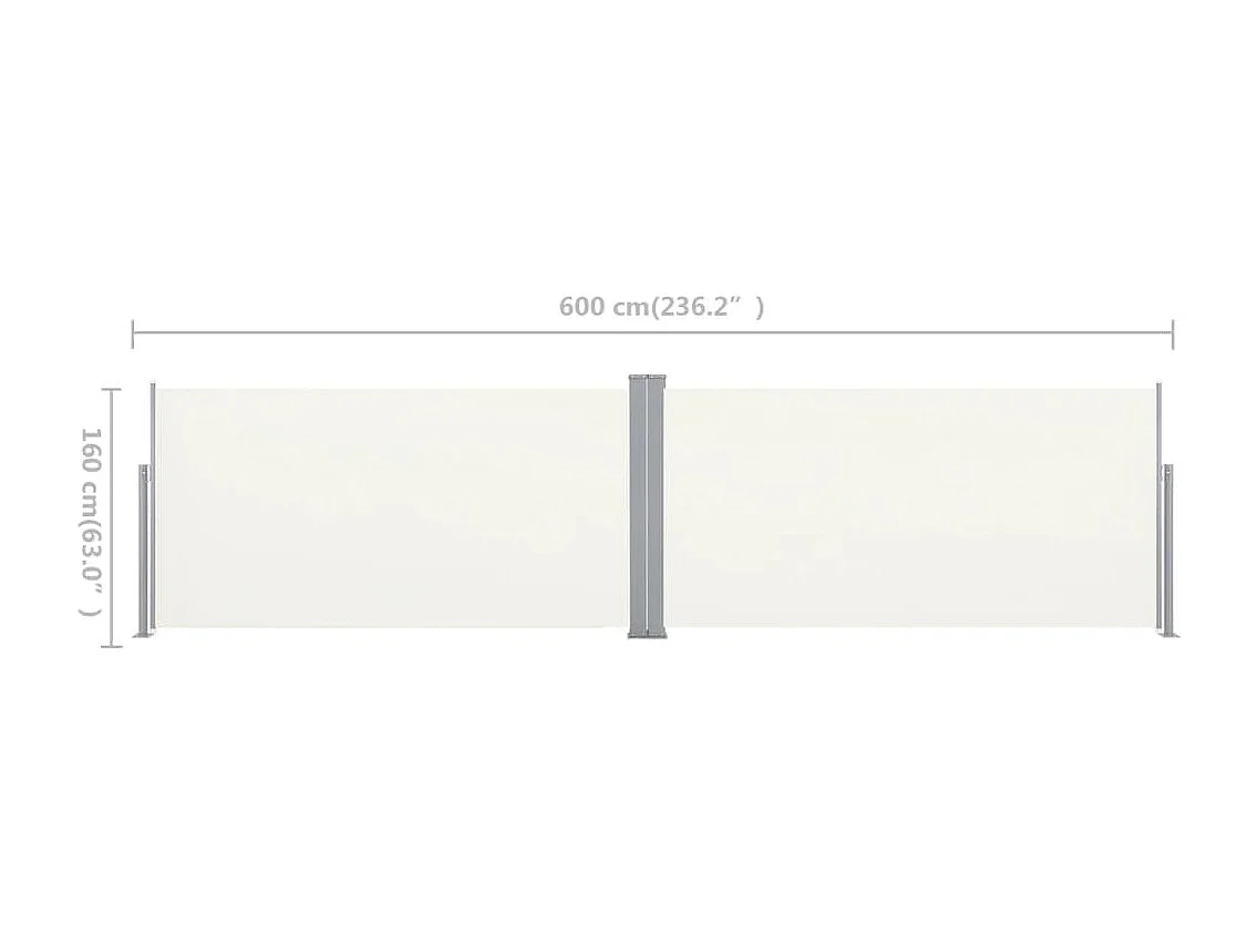 Auvent latéral rétractable 160x600 cm Crème