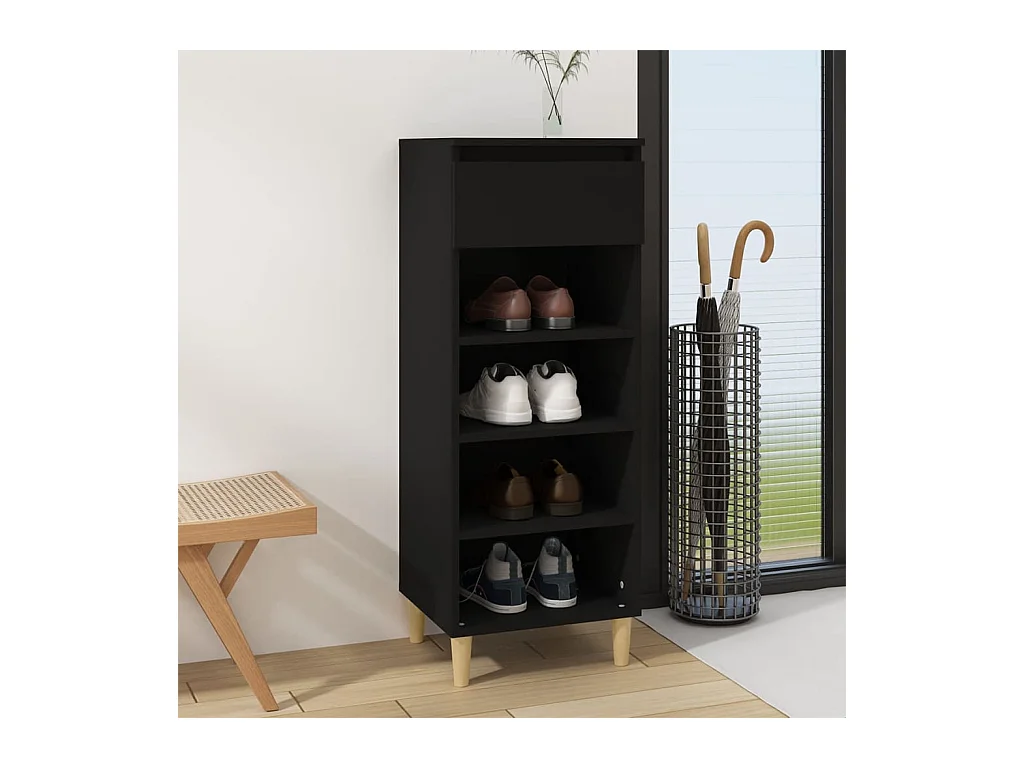 Scarpiera nera 40x36x105 cm Legno ingegnerizzato