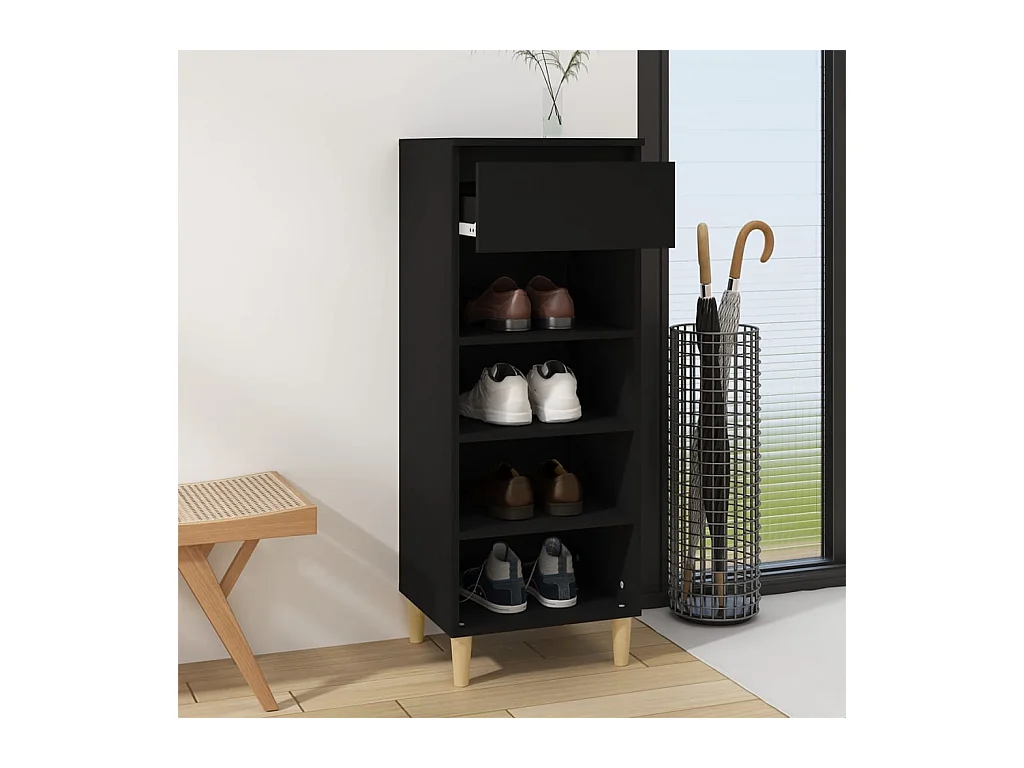 Scarpiera nera 40x36x105 cm Legno ingegnerizzato