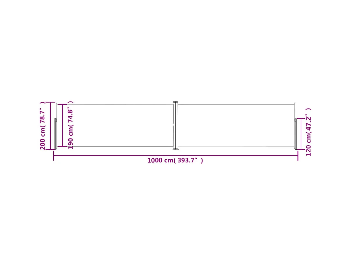 Auvent latéral rétractable Crème 200x1000 cm