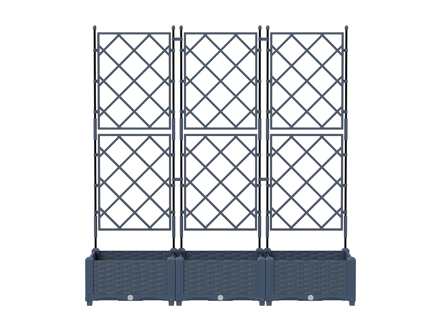 Jardinière avec treillis 3 pcs Grise 120x40x125,5 cm