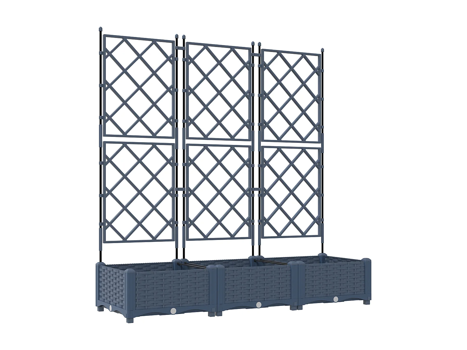 Plantenbak met trellis 3 stuks Grijs 120x40x125,5 cm