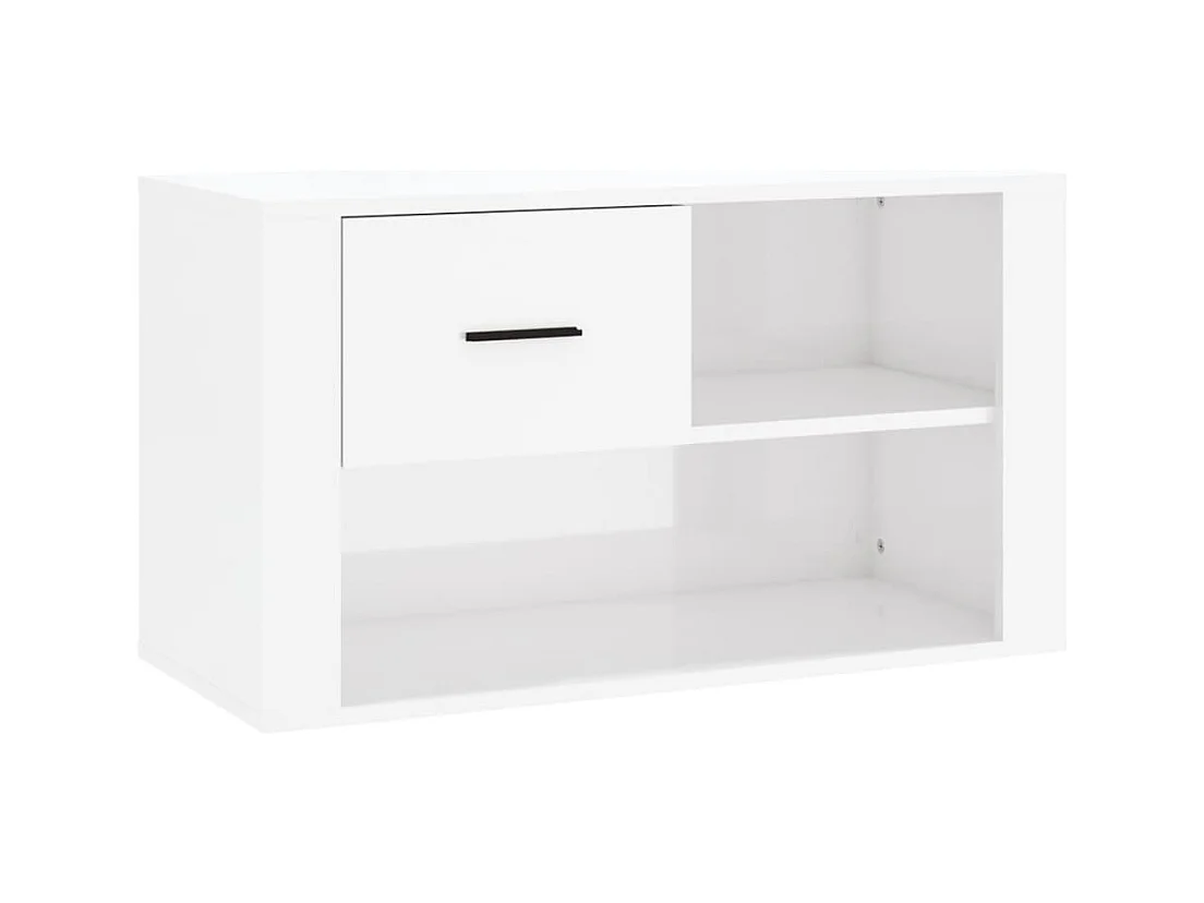 Armoire à chaussure Blanc brillant 80x35x45 cm Bois ingénierie