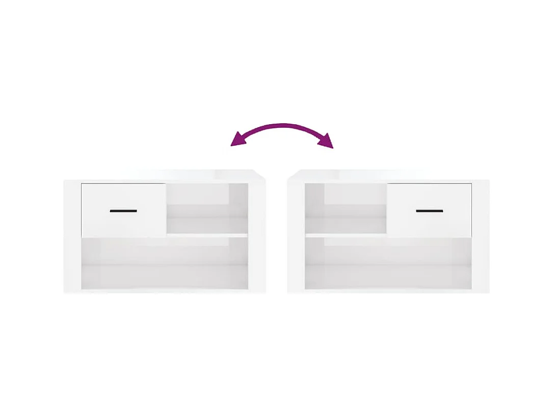 Armoire à chaussure Blanc brillant 80x35x45 cm Bois ingénierie