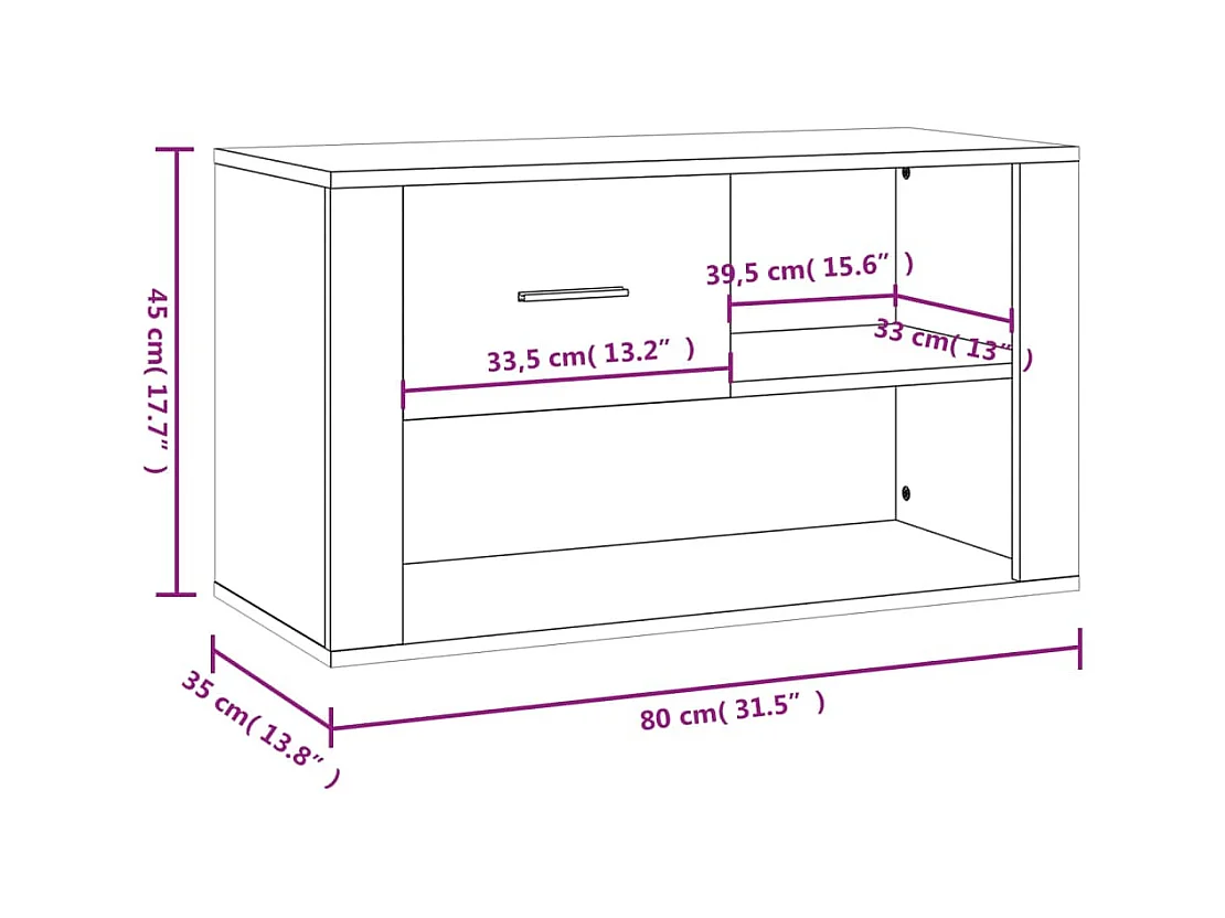 Armoire à chaussure Blanc brillant 80x35x45 cm Bois ingénierie