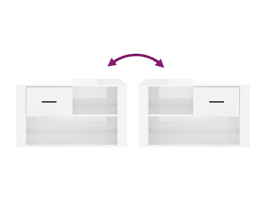 Armoire à chaussure Blanc brillant 80x35x45 cm Bois ingénierie