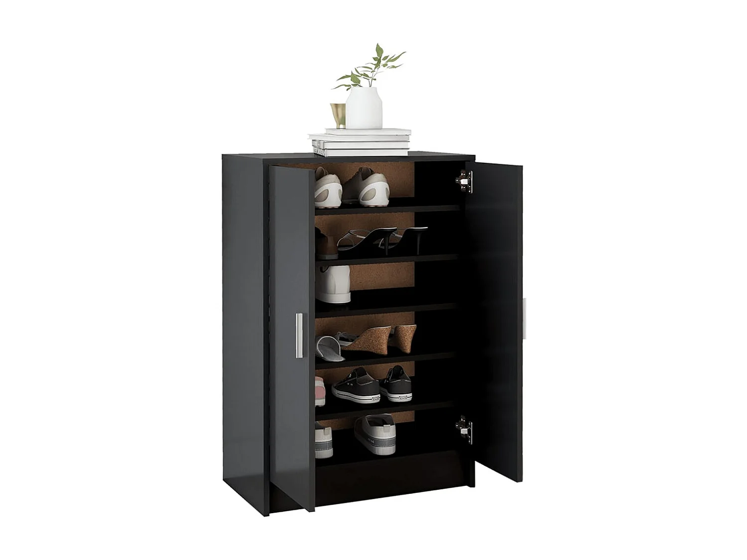 Scarpiera nera 60x35x92 cm Legno ingegnerizzato