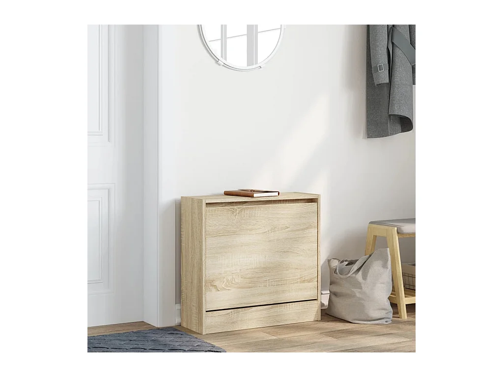 Schuhschrank aus Sonoma-Eiche, 60 x 21 x 57 cm, Holzwerkstoff