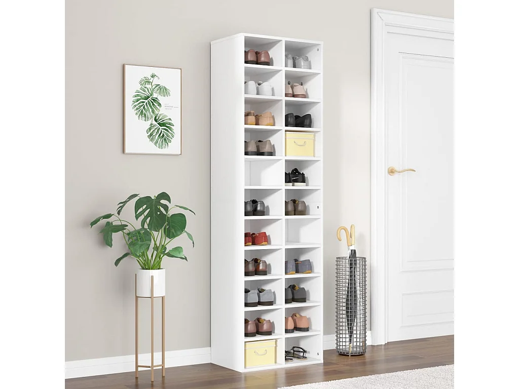 Zapatero blanco 54x34x183 cm Madera contrachapada