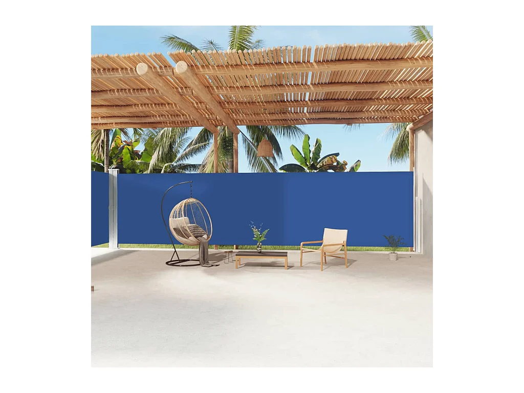 Auvent latéral rétractable Bleu 200x1200 cm