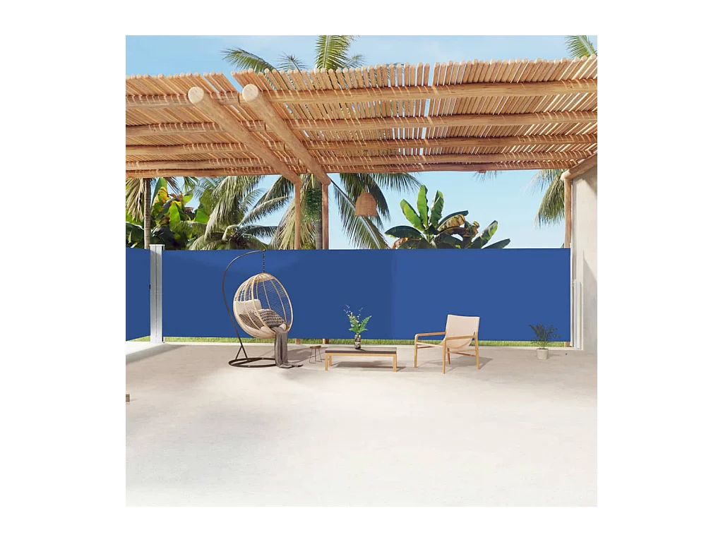 Auvent latéral rétractable Bleu 180x1200 cm