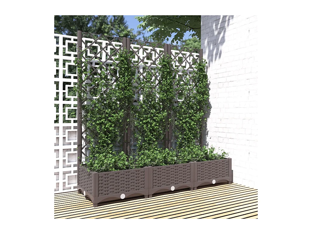 Plantenbak met trellis Bruin 120x40x121,5 cm PP