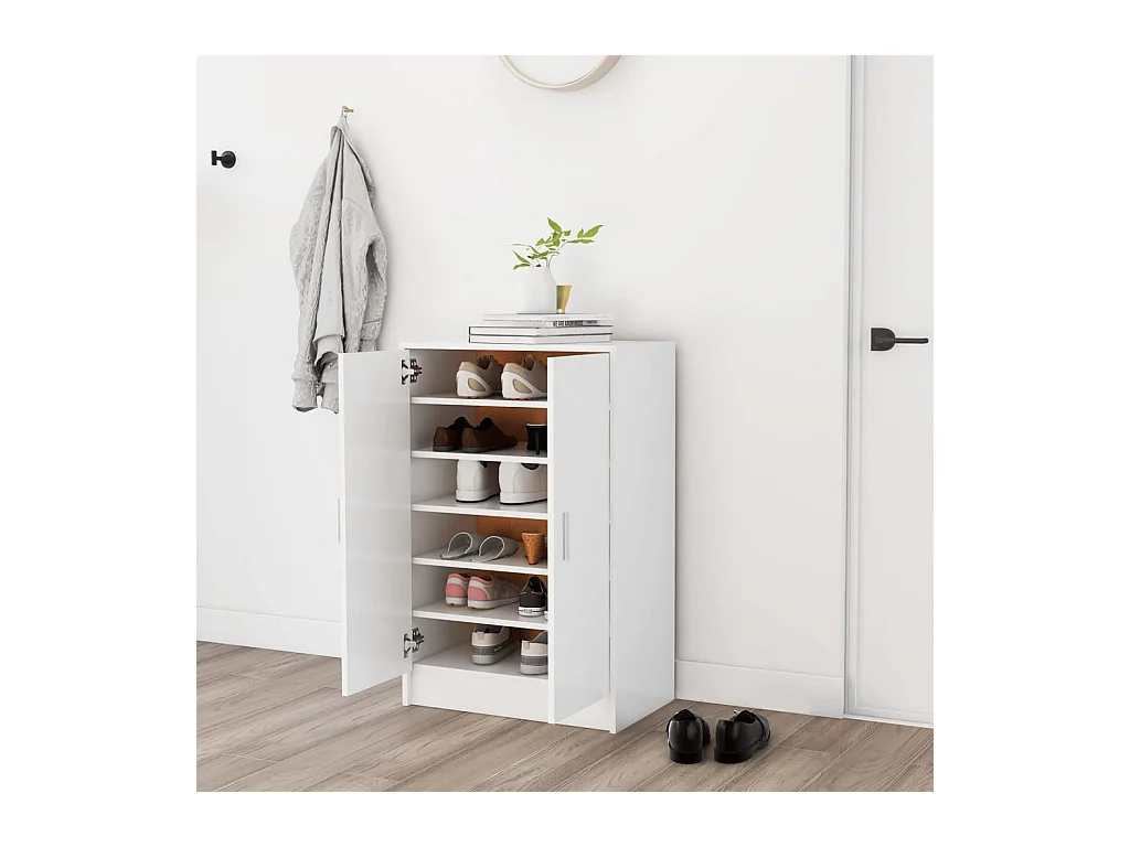 Armoire à chaussures Blanc 60x35x92 cm Bois d’ingénierie