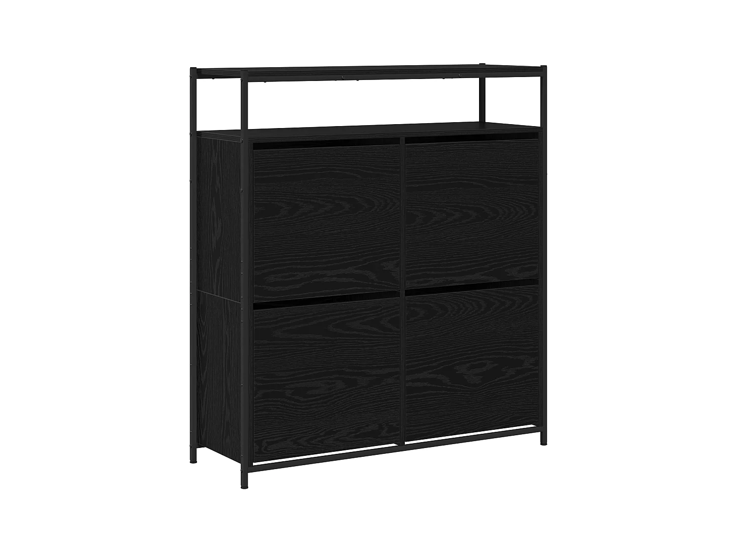 Scarpiera con 4 cassetti basculanti rovere nero 100x34x112 cm