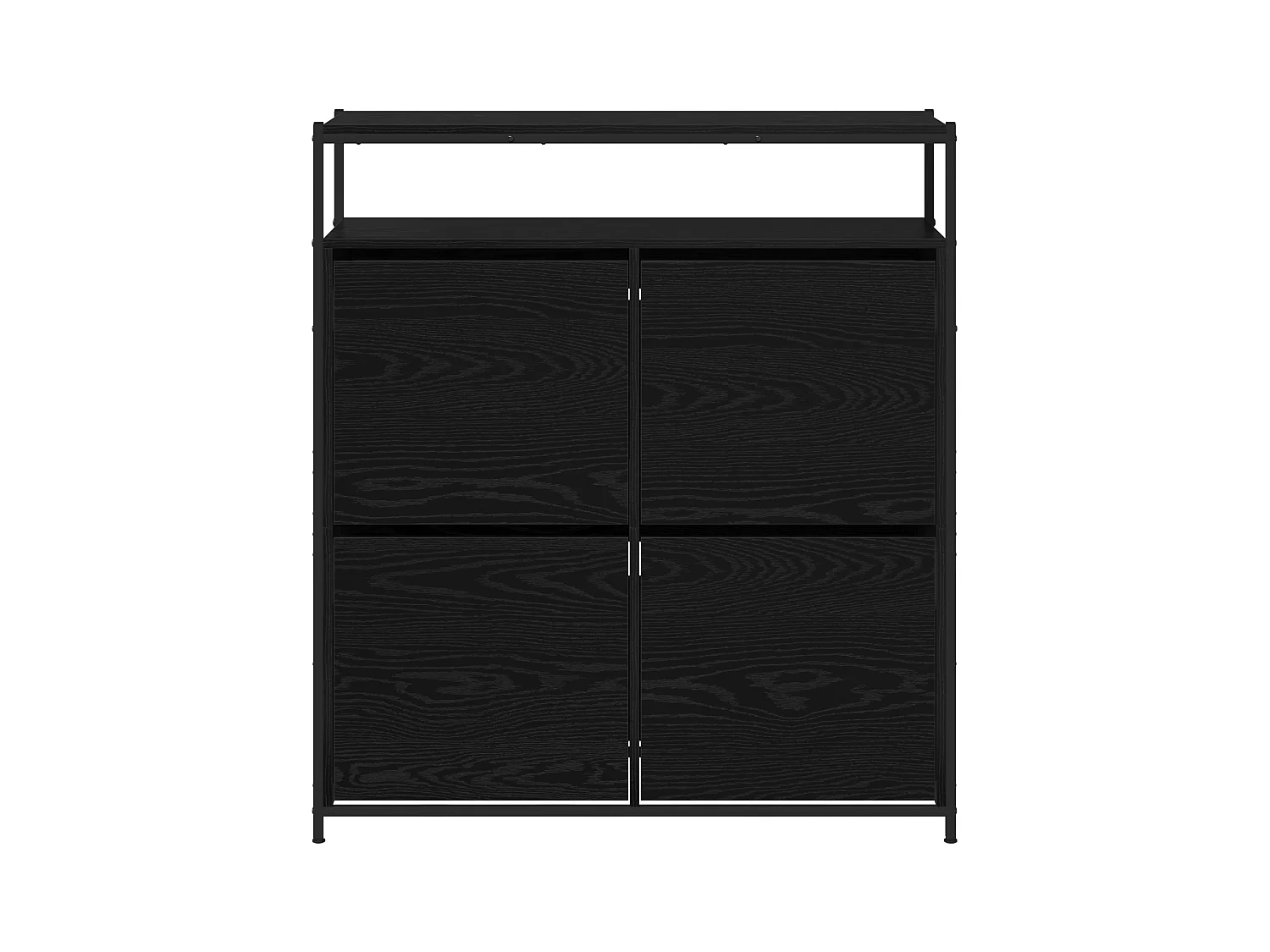 Scarpiera con 4 cassetti basculanti rovere nero 100x34x112 cm